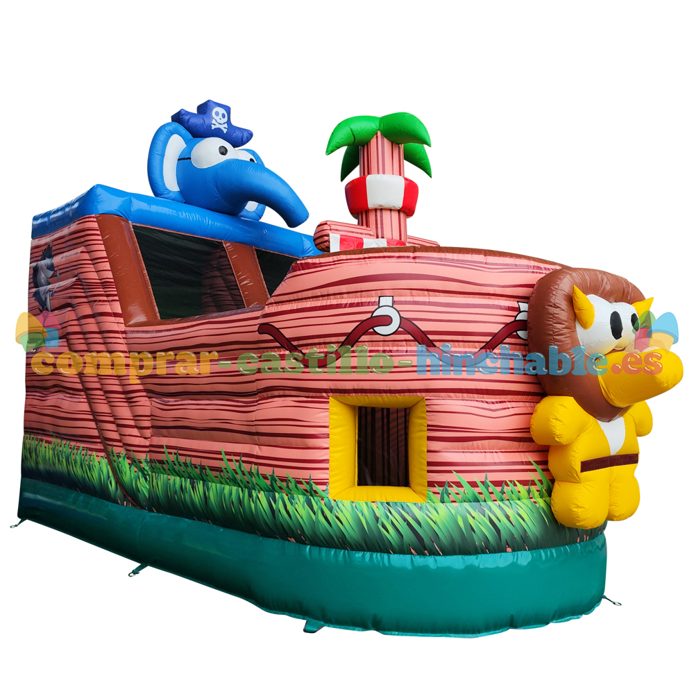 Castillo hinchable Animales en barco pirata - Imagen 4