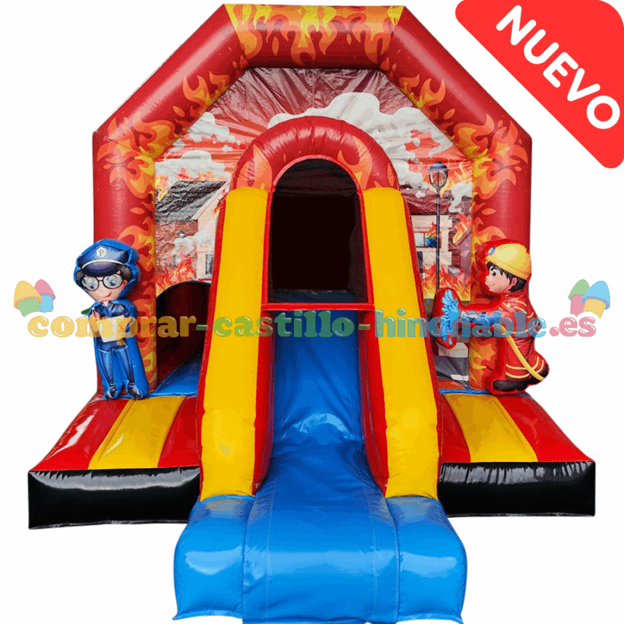 Castillo Hinchable Héroes de Bomberos con Tobogán